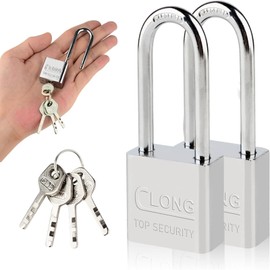 2 Pcs Stainless Steel Padlock Security Lock with Key Small Hanging 30mm Wide Safety Waterproof Durable Corrosion Resistant Auxiliary Lock Bicycle Factory School Supermarket Warehouse Outdoor Silver