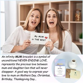 YBISNAIRE Mother's Day Jewellery Gift for Mum Gifts, Silver Infinity Mum Bracelet Birthday Gifts for mum Gift from Daughter Son to Mummy Mama Bracelet Presents for Women on Christmas Wedding