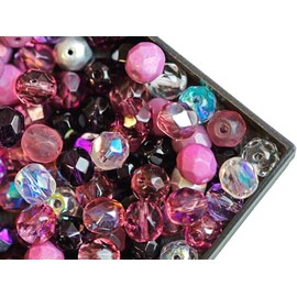 150 pcs Fire Polished Faceted Beads Round 6 mm, Mix Purple, Czech Glass