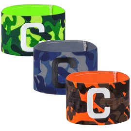 wangjiangda Captain's Armband Football Rainbow Pack of 3 Blue + Green + Orange Elastic Captain Bracelet Velcro Adjustable for Youth Adults and Senior / Junior Football Game Guide, 35 x 7 cm
