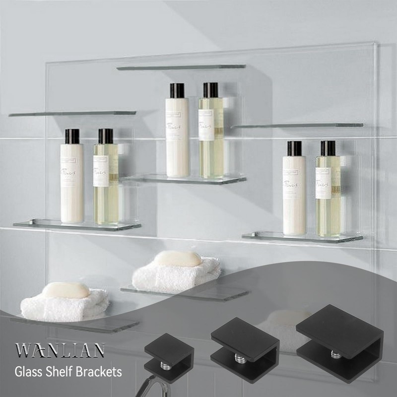 WANLIAN 8 Pcs Adjustable Glass Shelf Brackets Aluminum Alloy Glass
