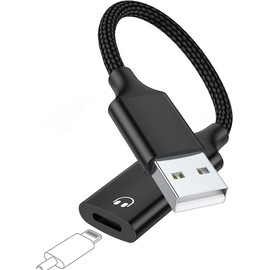 USB A to Lightning Female Audio Adapter, External Sound Card USB-A to Female Lightning Adapter HiFi Audio Headphones Converter Fit with USB A MacBook Computer PC Support Volume Mic Nylon Braided