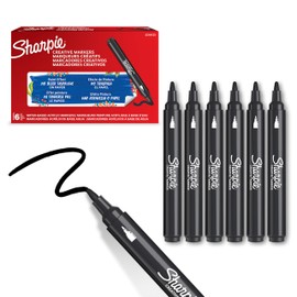 Sharpie Creative Marker Acrylic Paint Pens | Bullet Tip Water-Based Paint Markers | Black | No-Bleed Ink Writes on Most Surfaces | School & Revision Supplies | 6 Count