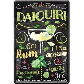 Daiquiri Cocktail Recipe Rum Lime Sugar Syrup 20 x 30 cm Bar Party Cellar Decorative Tin Sign 774