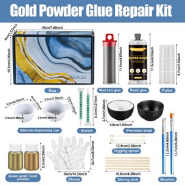 WEILAOK Kintsugi Set, Kintsugi Reparatur Set, Keramik Reparaturset Gold, Keramikkleber für Gips, Glas