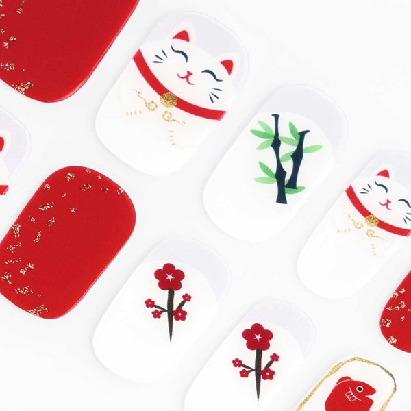 DANNI&TONI Gel Nail Seal, Spring Nail Design, Maneki Neko Cat Design, Maneki Neko Nail Seal, For Cats, Hand Use, Hardened Type, Character, Cat Nail, 2 Weeks, Long Lasting, Nail Manicure, Includes