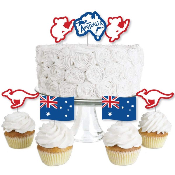 Big Dot of Happiness Australia Day - Dessert Cupcake Toppers - G’Day Mate Aussie Party Clear Treat Picks - Set of 24