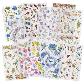 10 Sheets Transfer Stickers Rub Scrapbook Stickers Flower Stickers Decoration Planner Stickers Plant Stickers for Scrapbooking Diary Album Bullet Journals DIY Arts and Crafts (Field)