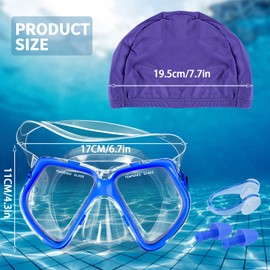 MengQiLe Diving Goggles for Adults, Swimming Goggles, Snorkel Mask, Diving Mask with Nose Cover, 180° Panorama, HD, Anti-Fog, Anti-Leak, Diving Goggles for Adults Over 16 Years (Purple)