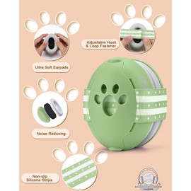 Lilian&Gema 2-in-1 Baby Ear Muffs Noise Protection, Adjustable Baby Headphones with Stretchy Band, Noise Cancelling Headphones for Baby & Toddler up to 4 Years, Baby Airplane Essentials/Outdoor, Green