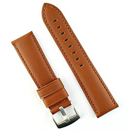 B & R Bands 22mm Tan Calf Leather Watch Band Strap - Medium Length