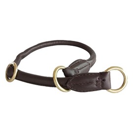 Hundehalsband Zugstopp-Leder-Halsband Student, Coffee, Größe S, LovePanama