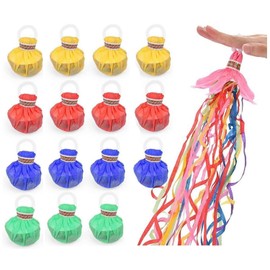 16 Pack Colorful Streamers Poppers Party Poppers Hand Throw Streamers for Birthday Wedding Graduation Engagement Retirement Party Supplies (16pcs)
