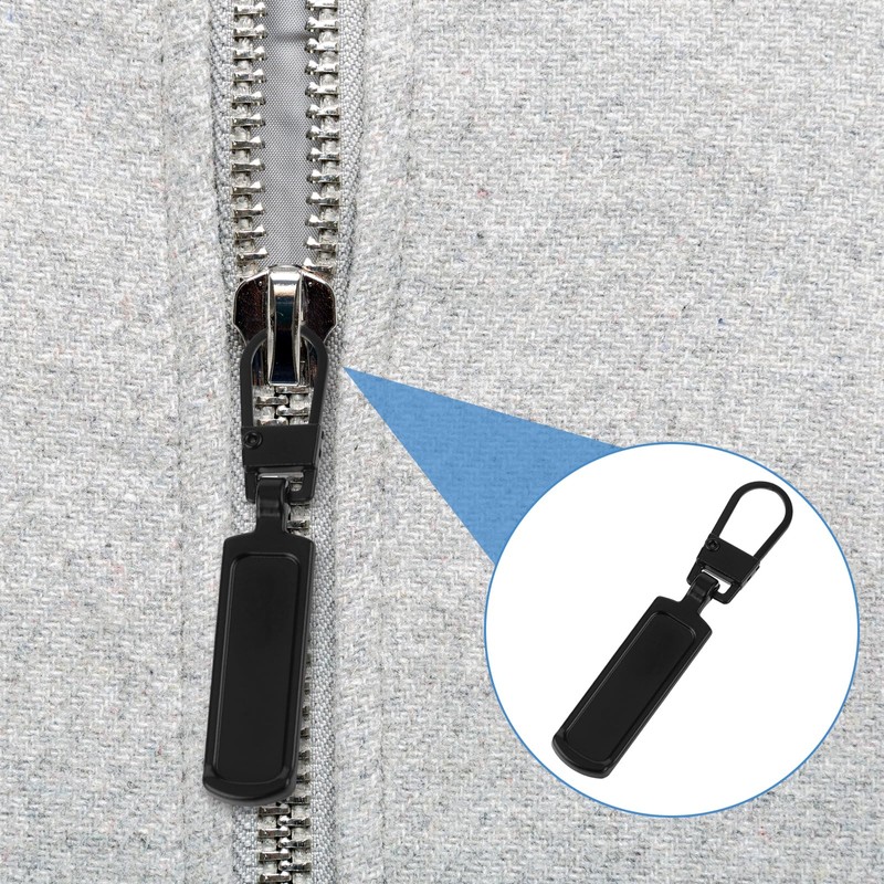 8 Pcs Black Zipper Pull Replacement for Jacket Zipper Slider