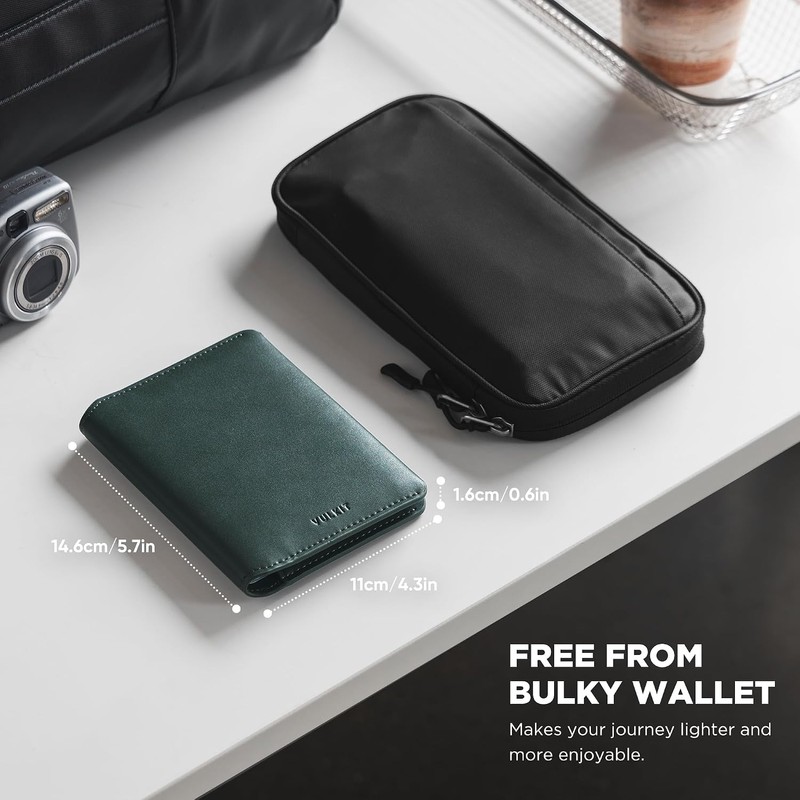 VULKIT Porta Pasaporte Minimalista con Bloqueo de RFID, Cartera de
