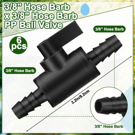 Briwooody 6 Pcs 3/8" Ball Valve Barbed Shut off Valve with 2 Way Hose Barb for Sprayer Drip Irrigation and Aquariums, Compatible with Fimco Sprayer