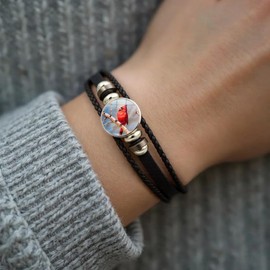 rgwtgkyh Cardinal Bracelet for Women – Exquisite Red Bird Leather Bracelet with Cardinal Charm, Perfect as Cardinal Jewelry or Memorial Gifts(A)