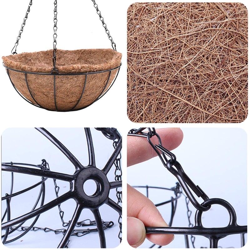 EIMQUVW 4 Pack Hanging Planter Basket with Coco Coin Liner