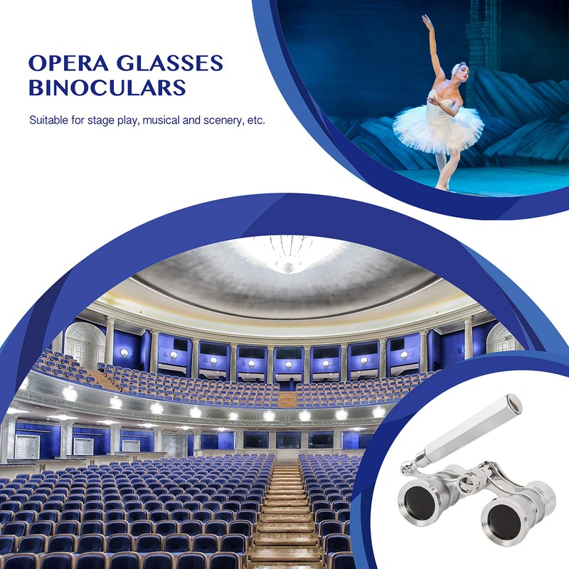 Aomekie Theatre Opera Glasses with Handle 3X25 Compact Folding Binoculars