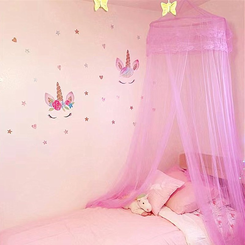 Eimilaly Lace Bed Canopy Mosquito Netting with Warm Lights, Princess