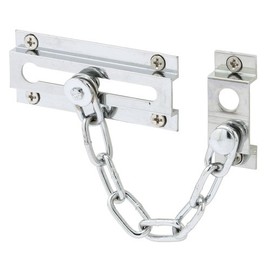 Prime-Line MP4298 Chain Door Lock, 3-5/16 In., Solid Extruded Brass, Chrome-Plated, 6 In. Chain (Single Pack)