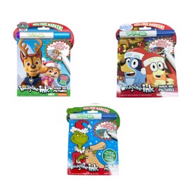 Bendon Publishing Imagine Ink Coloring Books - 3 Pack of Christmas Activity Books with Water Activated Marker for Toddlers (All Christmas)