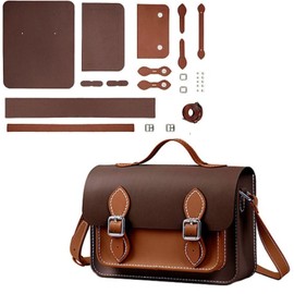 TOZO Factory Handmade Bag Production Kit Handmade Synthetic Leather Leather Craft Satchel Shoulder Bag (Brown x Dark Brown)