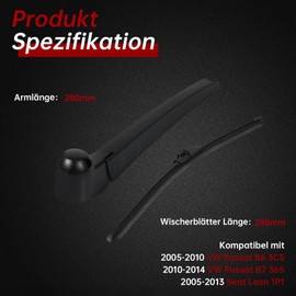 Rear Windscreen Wiper Passat B6 B7, OTUAYAUTO Windscreen Wiper Rear with Wiper Blades
