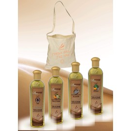 Camylle Camylle - Massage Oil Selection with a Beautiful Cotton Bag as a Gift Including Four Bottles: 1 x 250ml Luxe - 1 x 250ml Orange Blossom - 1 x 250ml Lavender - 1 x 250ml Elinya