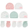 MAMIMAKA Baby Hat and Mittens Set Cotton Newborn Baby Hats