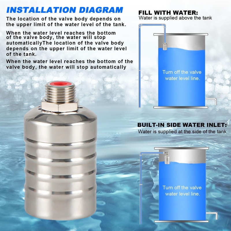 GAESHOW 304 Stainless Steel Float Valve, Automatic Float Valve, Water