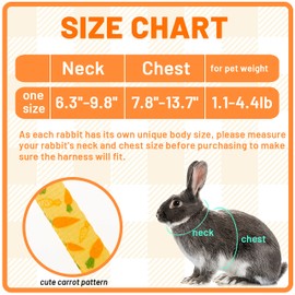 ORZECHKO Rabbit Harness and Leash - Adjustable Bunny Harness Escape Proof for Walking Runnig Hiking Camping Outdoor - Yellow Carrot Pattern Cute Small Animal Harness Leash Set