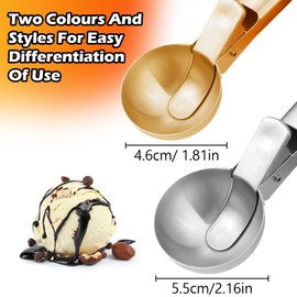 Stainless Steel Ice Cream Scoop, Dough Scoop, Meatball Maker, Cookie Scoop, Scoop for Mellon Balls, Potato Puree (Small 4.6 cm & Large 5.5 cm)