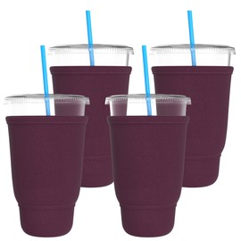 TahoeBay Iced Coffee Sleeves (4-Pack) Fits Large Drive-Thru Cups - Insulated Holders for Cold Drinks, Boba Tea, Shakes, Juice