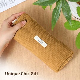 Purbert Pencil Bag Pen Case, Soft Corduroy Small Pencil Pouch Organizer with Zipper, Cute Pencil Case Pouch Stationery for Girls and Boys – Yellow