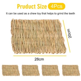 CVFRTT 4 Pieces Of Small Straw Mats, Woven Pet Straw Mats, Pet Sleeping Mats, Rabbit Bedding, Small Animal Mattresses, Pet Supplies