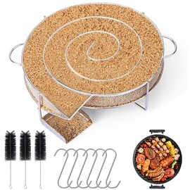 Mture Cold Smoke Generator Smoker Snail, Round Smoke Generator, Smoke Generator for Smoker Oven with Brush and Hook, Cold Smoker for Kettle Barbecue Smoker and Smoker Oven