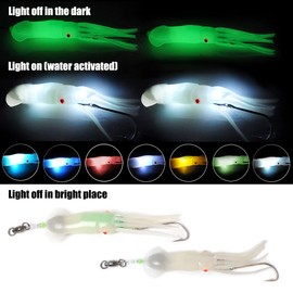 Dr. Fish señuelo de pesca de agua salada Trolling Squid Offshore anzuelo Teaser 15,2 cm Luz LED Incorporada Mahi Atún velas Wahoo Marlin, Rojo LED