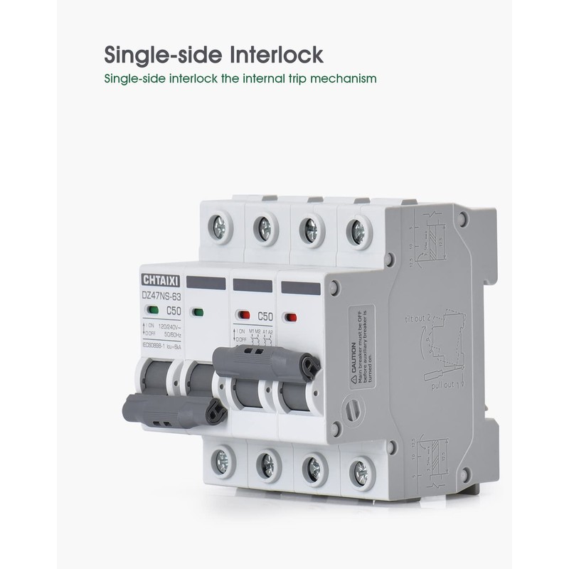 Chtaixi Manual Transfer Switch, 63 Amp 120V/240V AC Dual 2-Pole
