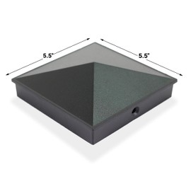 TODOKI 5.5 x 5.5 Actual Fence Post Caps (4 Pack) - Powder Coated Aluminum Deck Fence Covers - Matte Black Metal Pyramid Cap Ends - True 5.5 x 5.5 Wood Posts Toppers with Screws Included