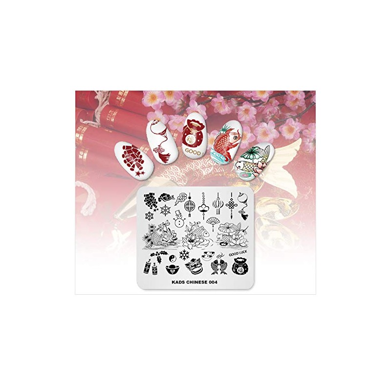 Alexnailart Nail Art Stamping Plate Chinese Style Summer Template Image