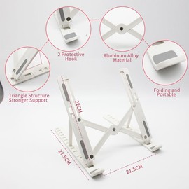 pidien Portable Laptop Stand, New Version Adjustable Laptop Holder Riser Computer Stand for Desk Notebook Stand Mount with Phone Stand, White