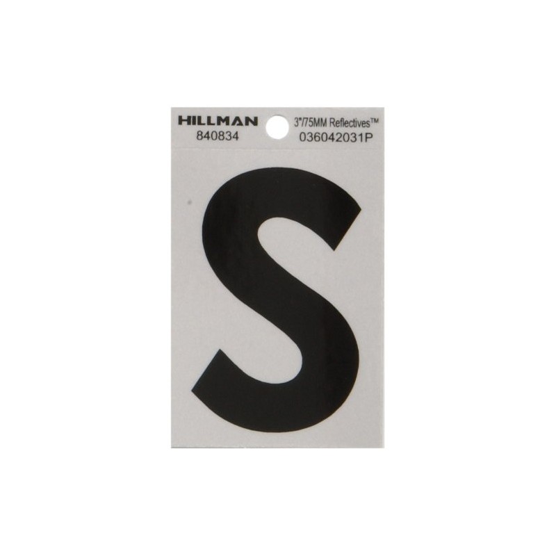 Hillman 840834 3" Black and Silver Reflective Poly-Film Adhesive Letter