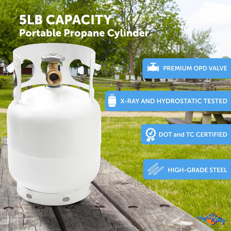 FLAME KING YSN5LB 5 Pound Propane Tank Cylinder, Great For