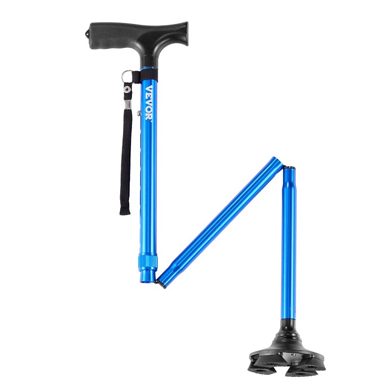 VEVOR Walking Cane Folding Walking Stick 8-Level Height 4-Pronged Pivoting