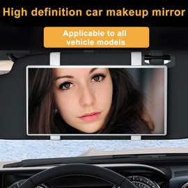 CGEAMDY Auto-Sonnenblende Kosmetikspiegel, Autos Sonnenblende HD Make-Up Spiegel, Auto Vanity Spiegel, Auto Sun Visor Makeup Spiegel Auto Innenraum, Universeller Autos Innen Kosmetikspiegel(Weiß)