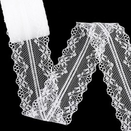 Hiswan White Lace Ribbon for Crafts, Vintage Cute Fabric Lace Trim for Sewing, Gift Wrapping, Wedding Bridal Decoration, Floral Bouquet,Christmas (10 Yards, Style 4)
