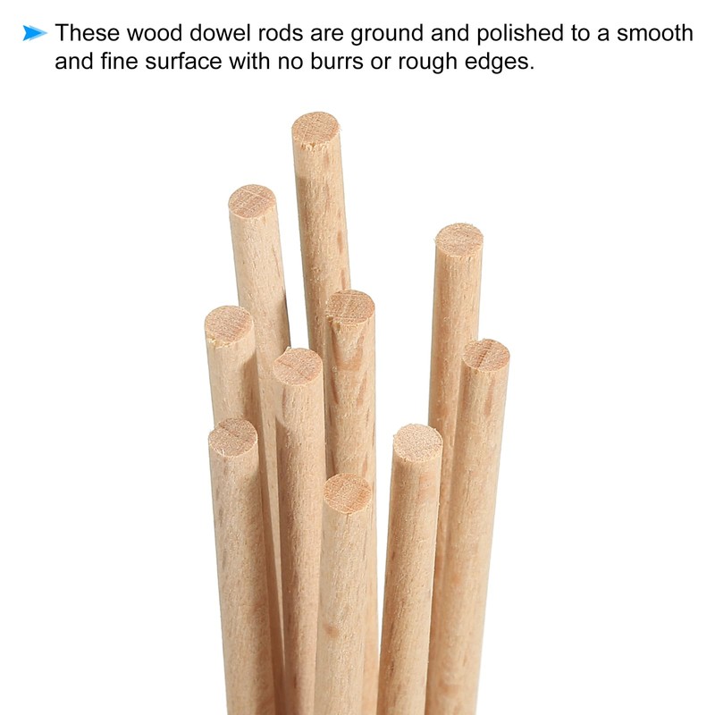 PATIKIL 50pcs 3mm x 10cm Dowel Sticks Wooden Sticks Unfinished
