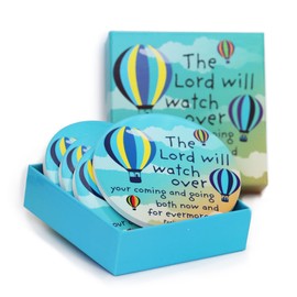 Christian Coasters, 4 Ceramic Coasters in a gift box, with Bible verses or inspirational quotes. Beautiful Christian gifts for women or men, by Just Cards Direct (Watch over)