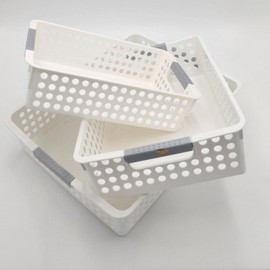 Storage Multipurpose White Basket Plastic Bar Handle Plastic 5ea
